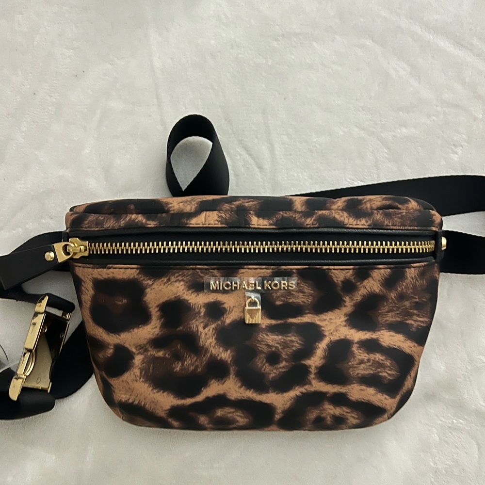 Michael Kors Nylon Leopard Print Fanny Pack